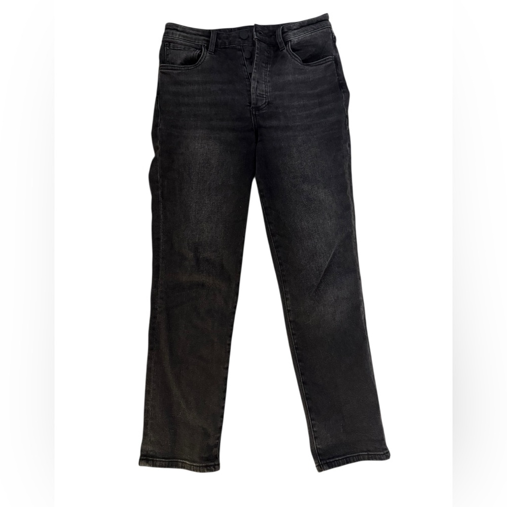 Kut from the Kloth Black High Rise Straight Leg Cropped Button Fly Jeans Sz 2